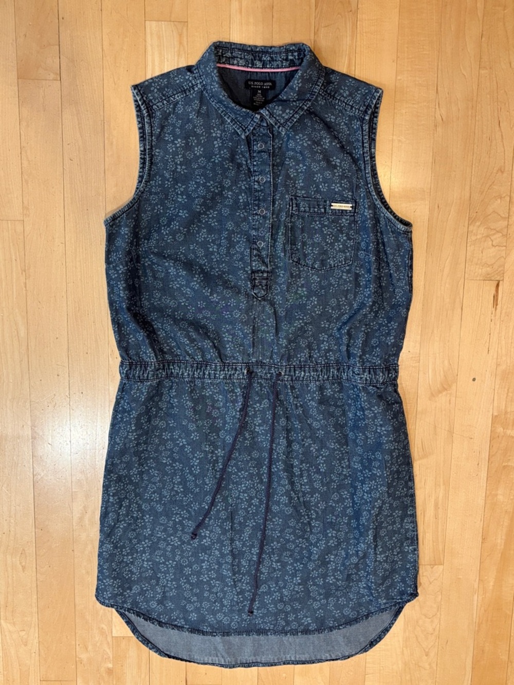 U.S. Polo Assn. Navy Floral Denim Drawstring Dress